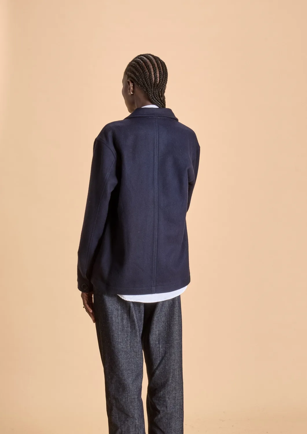 Soubacq Hermine veste de travail laine bleue