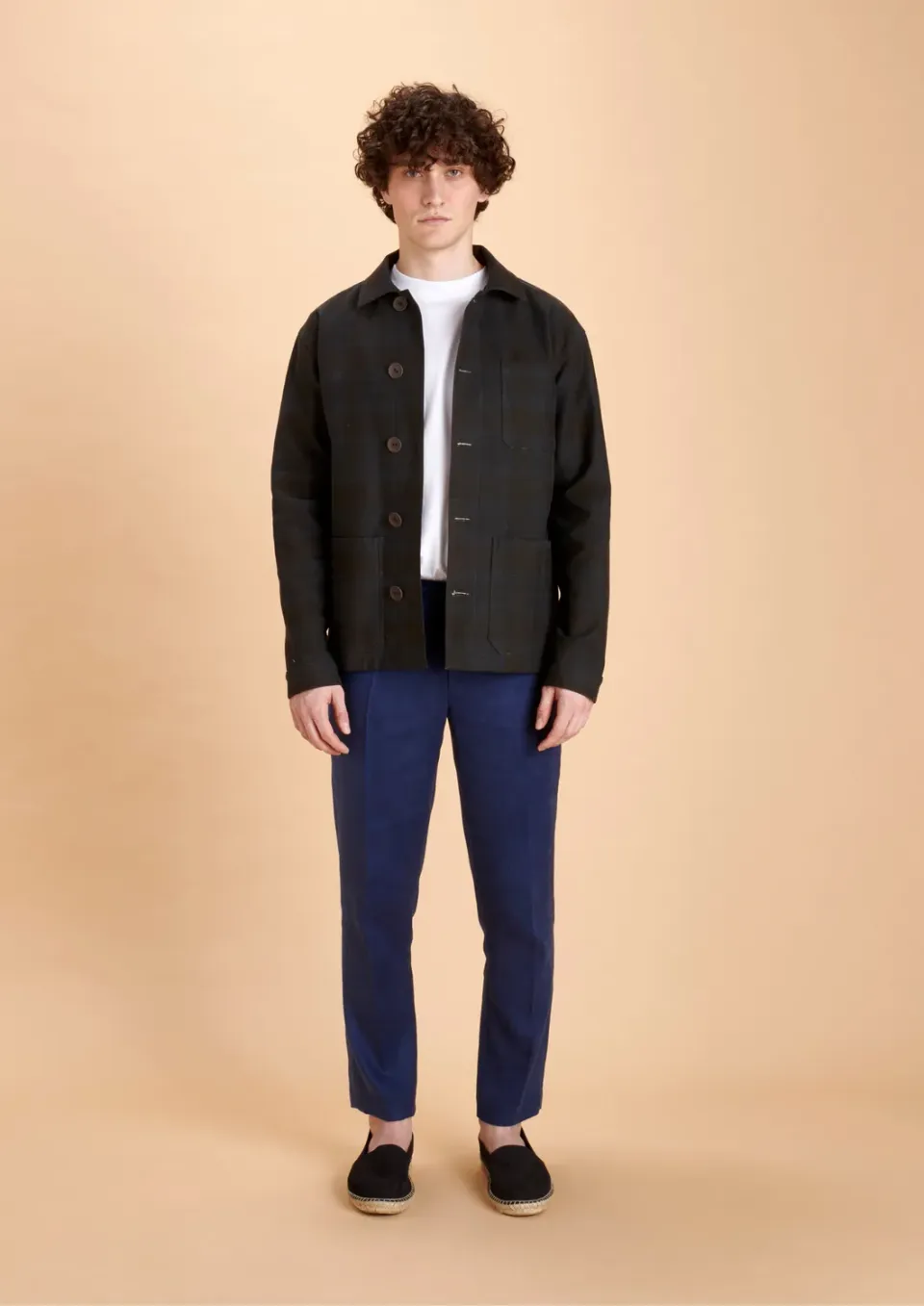 Soubacq Le Bleu Check veste de travail carreaux bleus