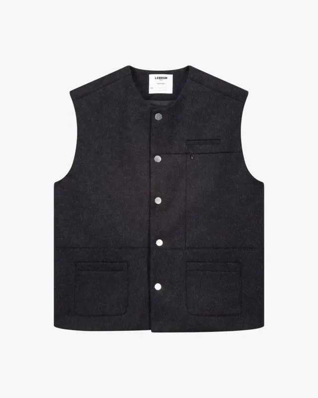 Lebrun gilet gris sans manches laine homme