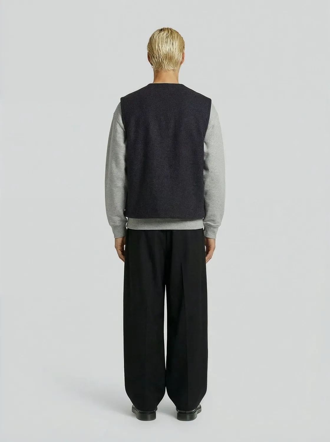 Lebrun veste sans manches gris anthracite laine doublée