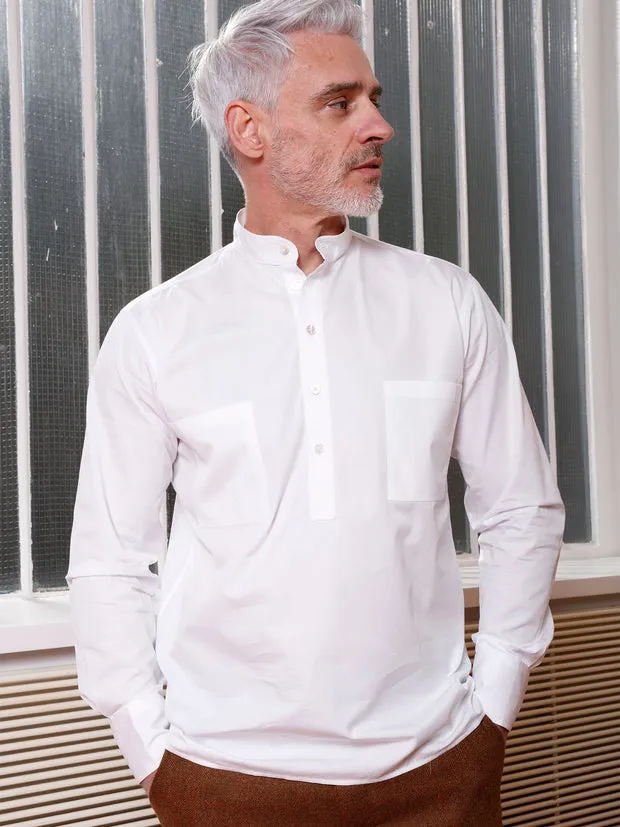 Hollington chemise popeline blanche col mao