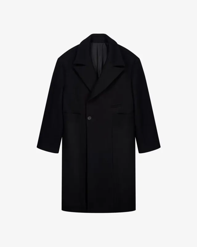 Lebrun Manteau Croisé Noir Laine Homme