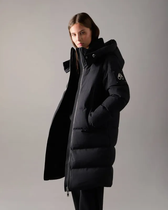 Moose Knuckles Banff parka duvet noir mi-longue