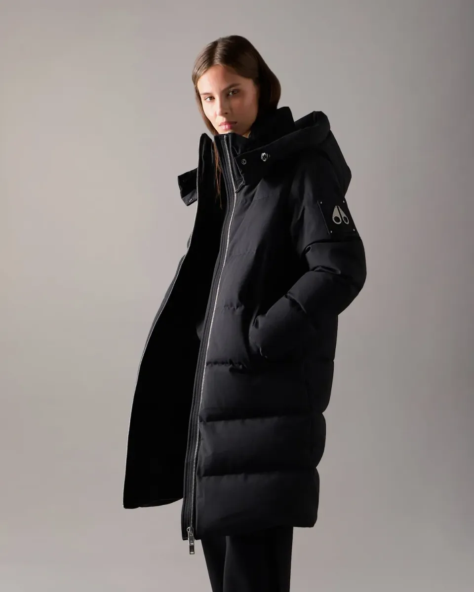 Moose Knuckles Banff parka duvet noir mi-longue