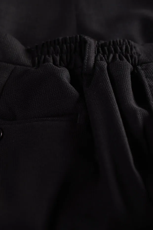 Hollington pantalon taille élastiquée crêpe laine noir