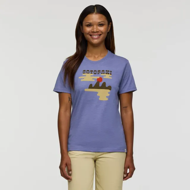 Cotopaxi Sunrise Lake t-shirt femme bleu smoke coton bio