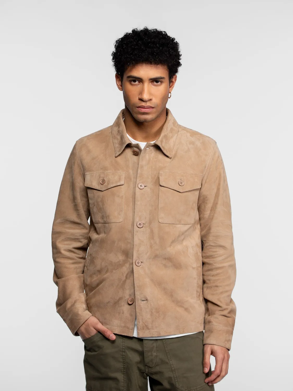 Daytona Houston veste cuir chèvre beige suédé trucker