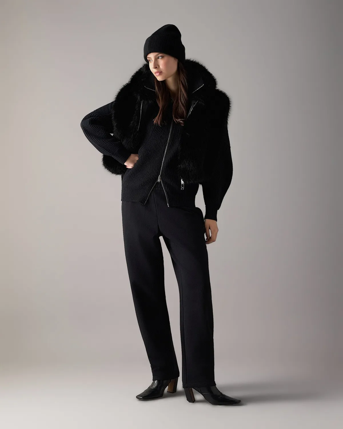 Moose Knuckles Cosmo Faux Fur Vest gilet noir fourrure
