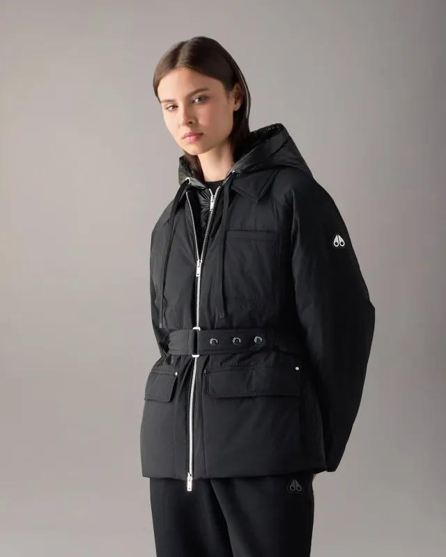 Moose Knuckles Tegan Belted 3Q parka noir ceinturée