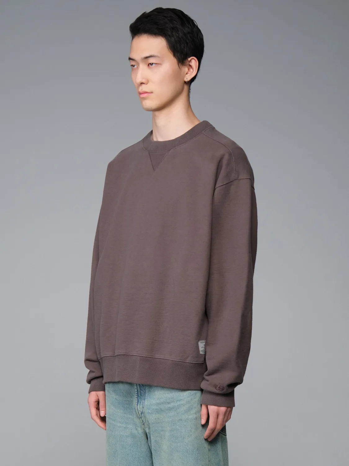 Alpha Industries Essential Crew Battlewash sweat Hickory coton
