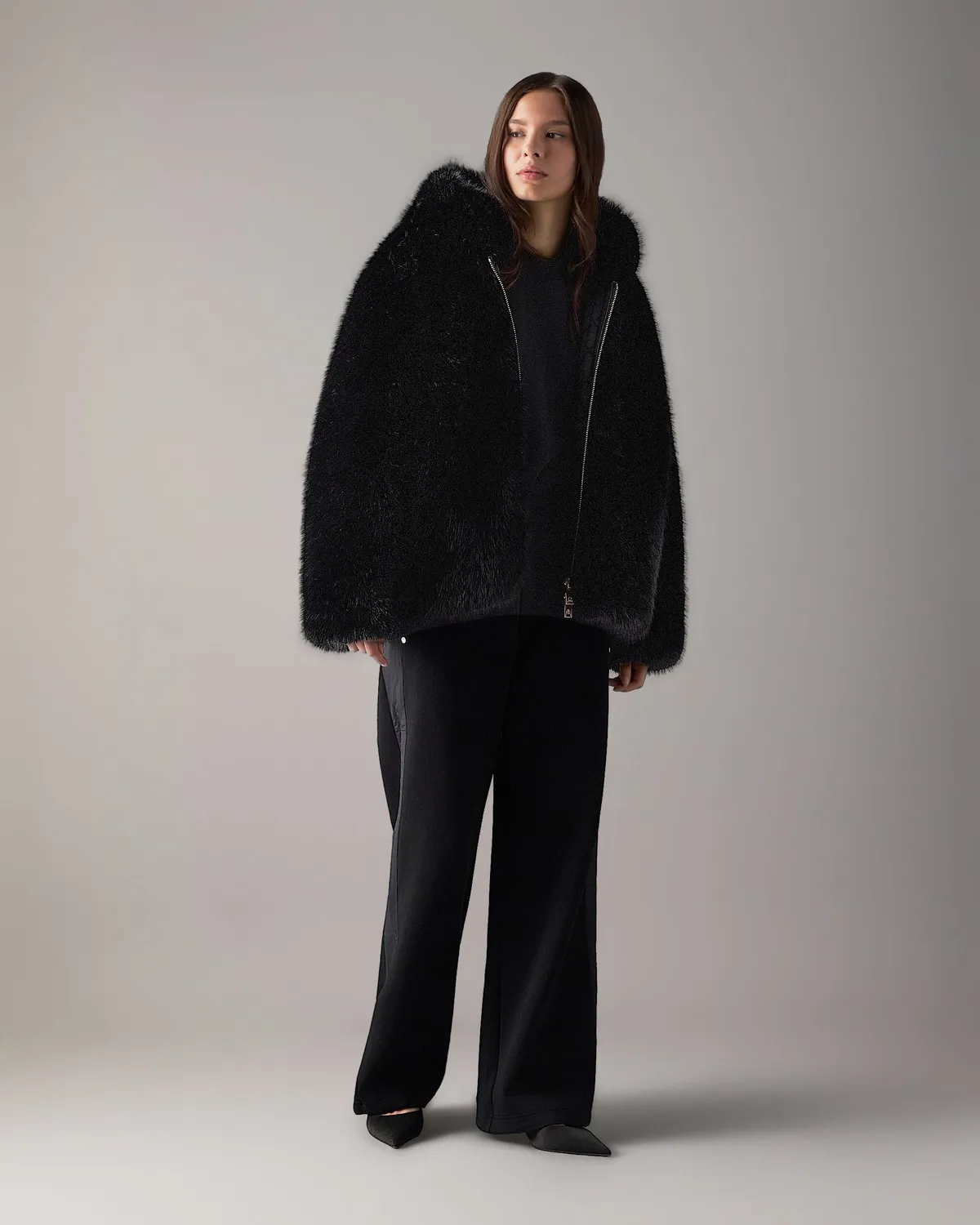 Moose Knuckles Ember veste fausse fourrure noire oversize