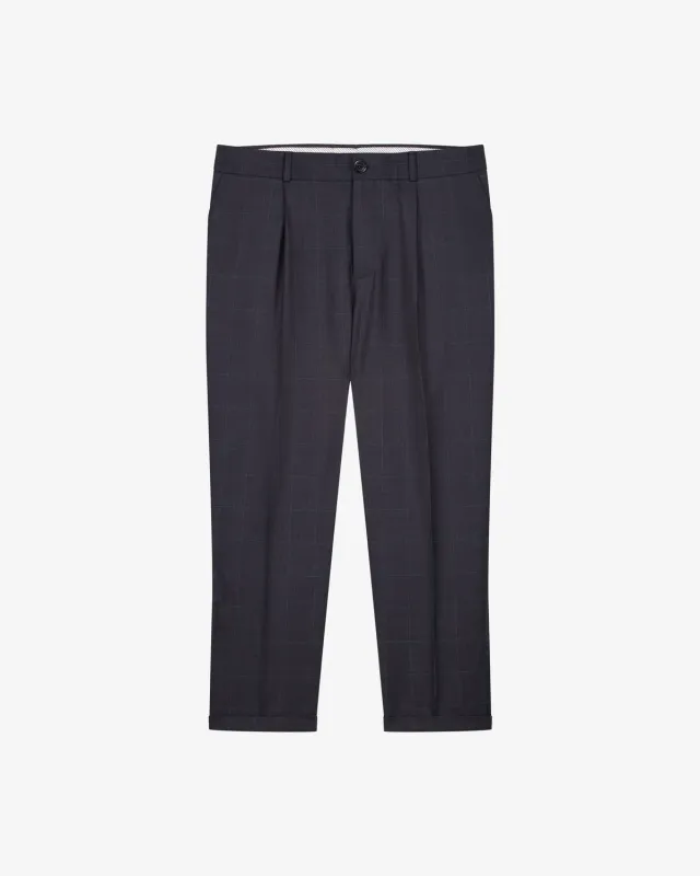 Lebrun Laine Marron à Plis pantalon marron Prince de Galles