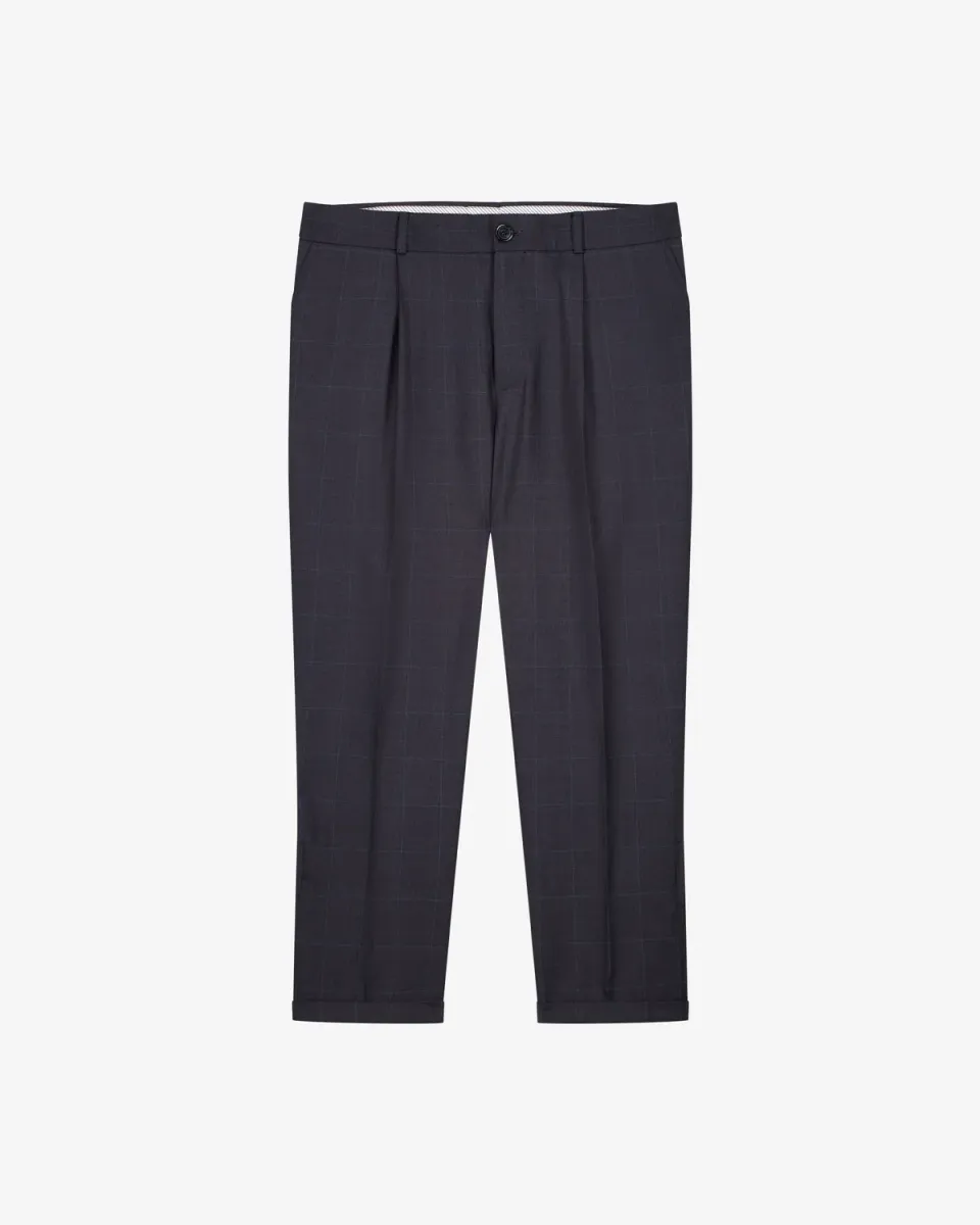 Lebrun Laine Marron à Plis pantalon marron Prince de Galles