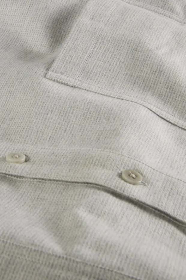Hollington chemise col mao coton gratté gris clair