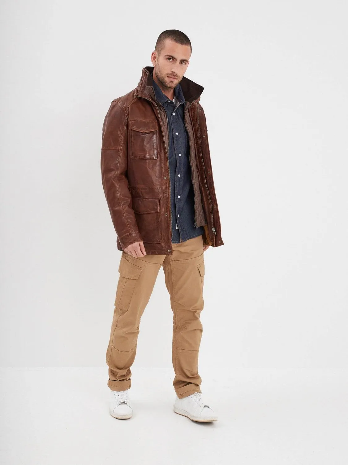 Daytona Rodeo blouson cuir bison mouton lavé
