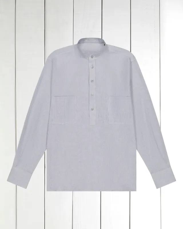 Hollington chemise seersucker grise col nehru