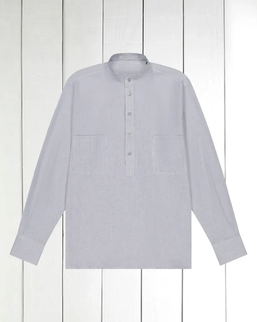 Hollington chemise seersucker grise col nehru