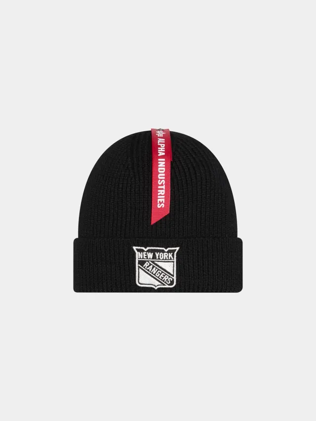 Alpha Industries Rangers bonnet court noir laine mérinos