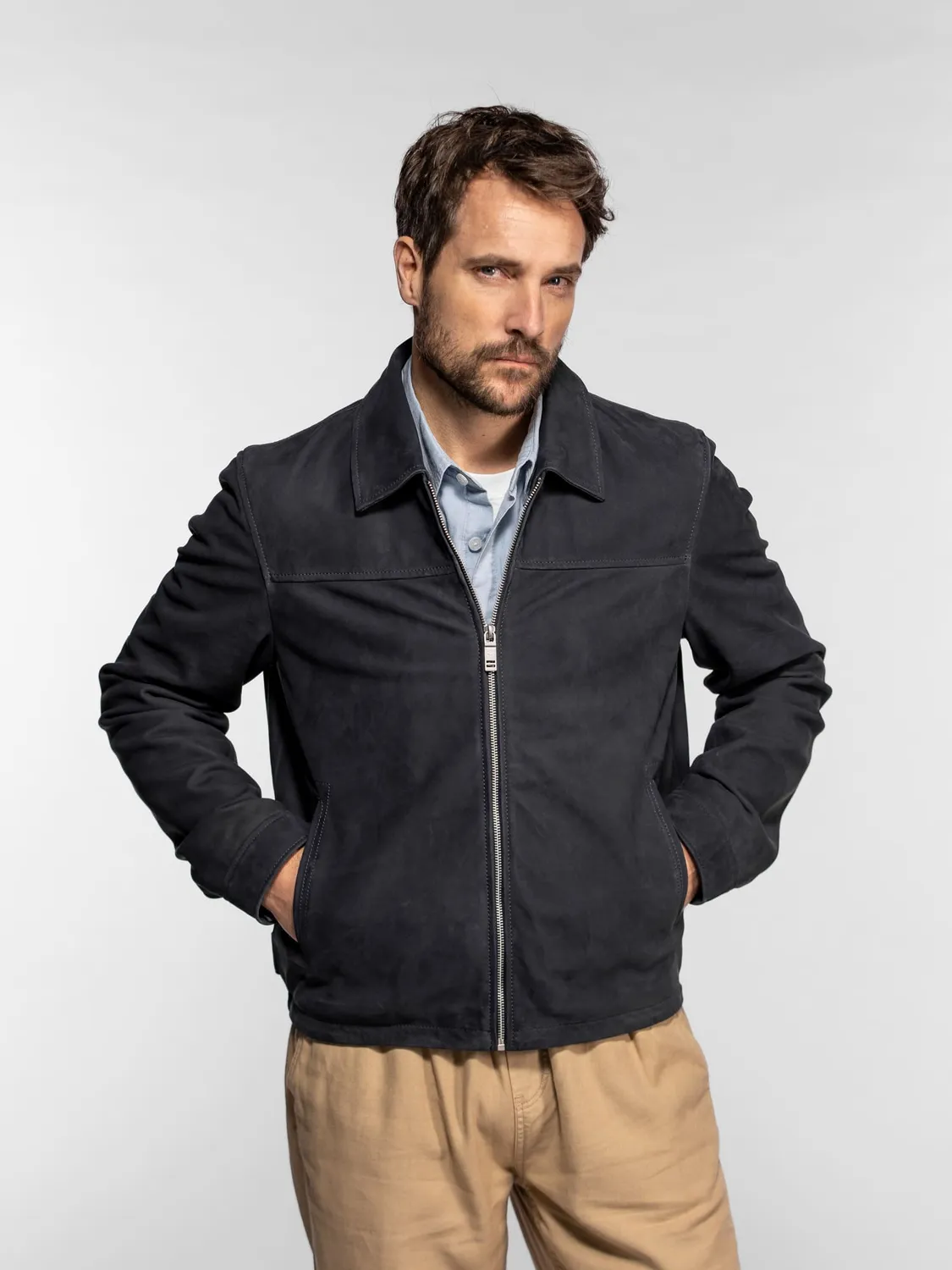 Daytona Tolland blouson cuir suédé navy