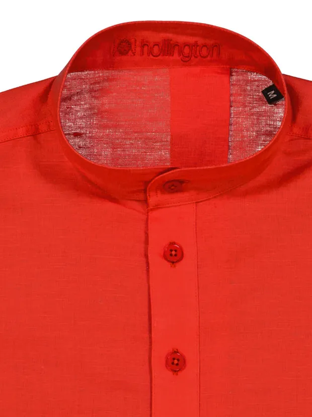 Hollington chemise toile lin rouge crimson coupe droite