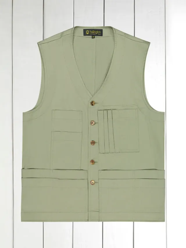 Hollington gilet 20 poches coton stretch vert sauge