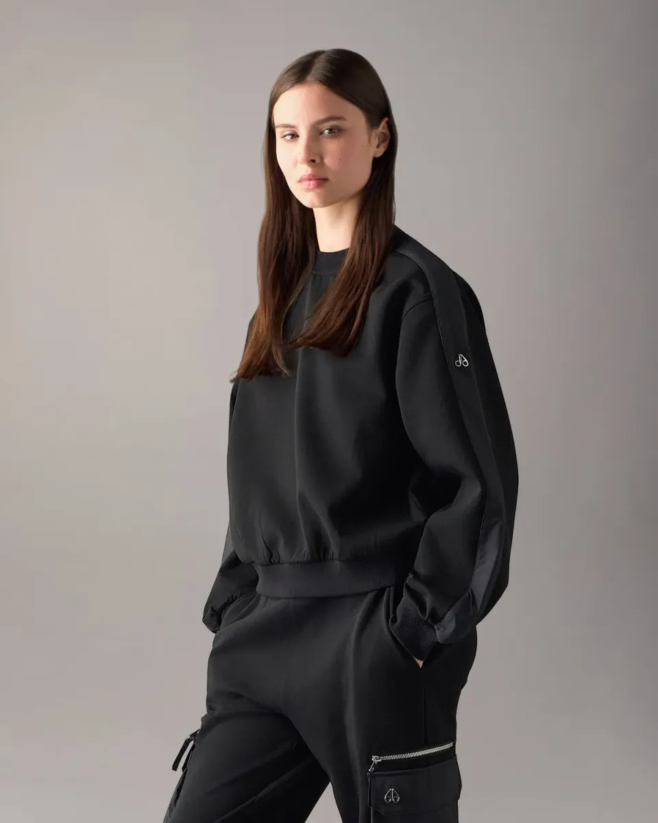 Moose Knuckles Mixed Media Crewneck sweat noir technique