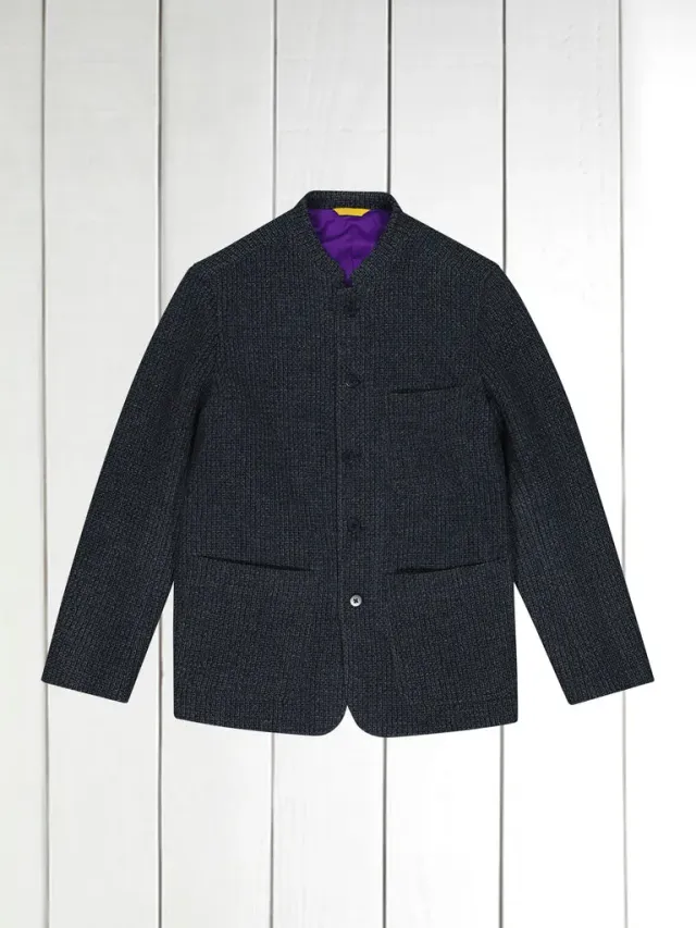 Hollington Tyrol veste laine indigo nid d'abeille ajustée