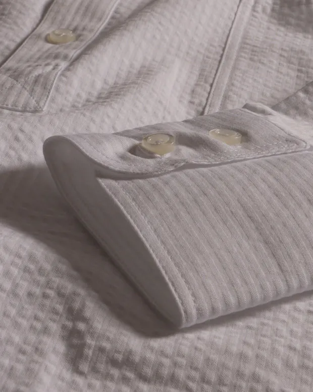 Hollington New chemise col mao seersucker été