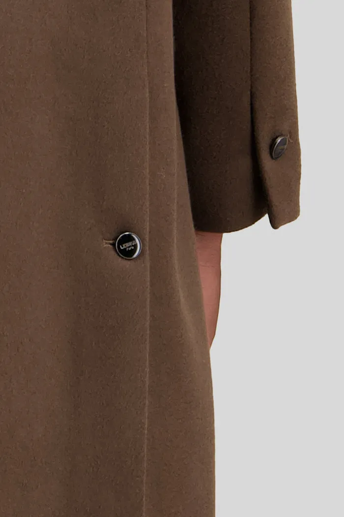 Lebrun Manteau Long Brun Laine Cachemire Homme