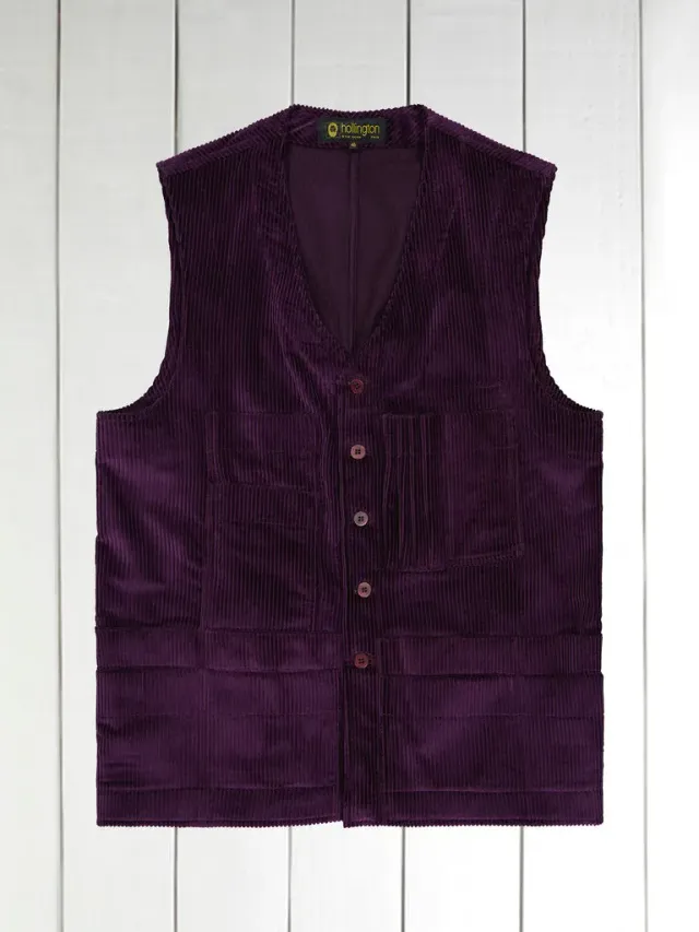 Hollington gilet 20 poches velours laine magenta