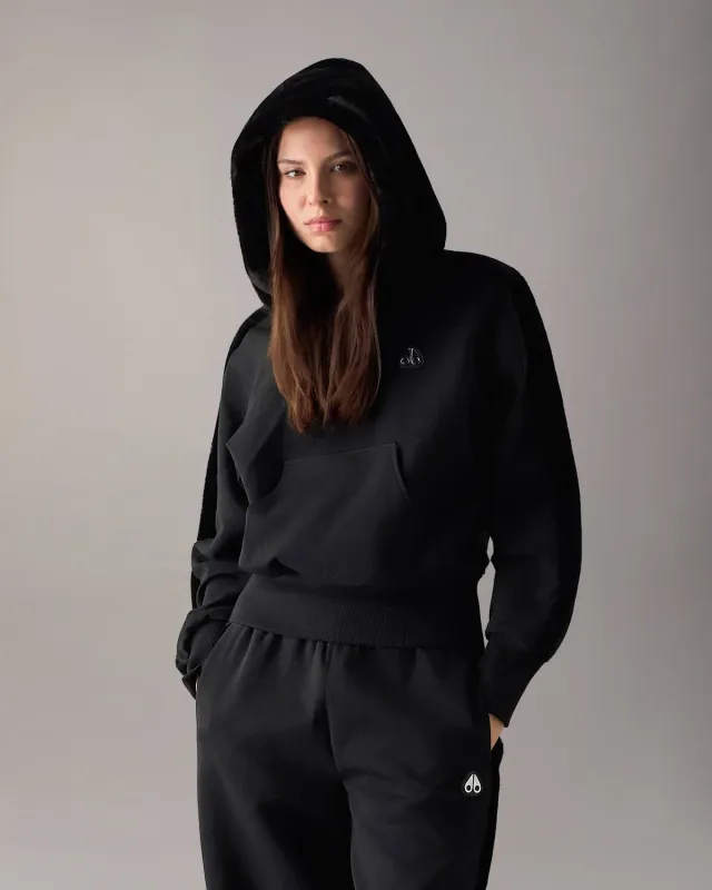 Moose Knuckles Mixed Media Bunny Hoodie sweat noir chaud