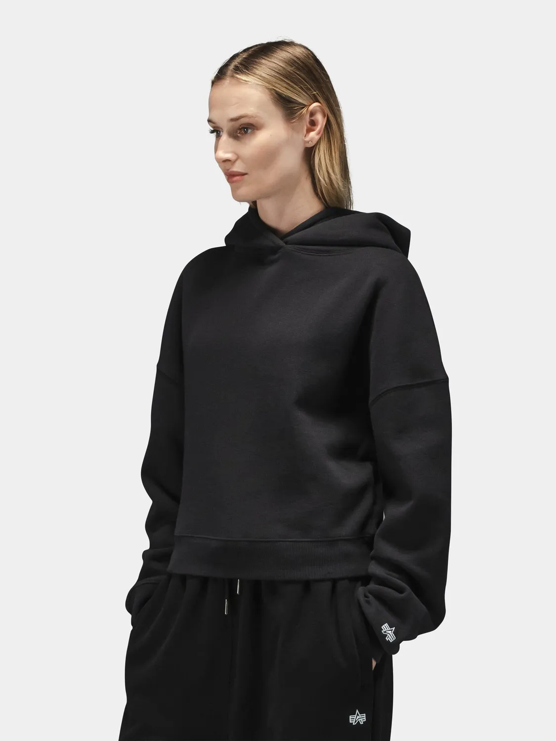 Alpha Industries Essential hoodie cropped espresso femme