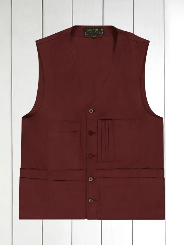 Hollington gilet 20 poches crêpe coton carmin 100% coton 46