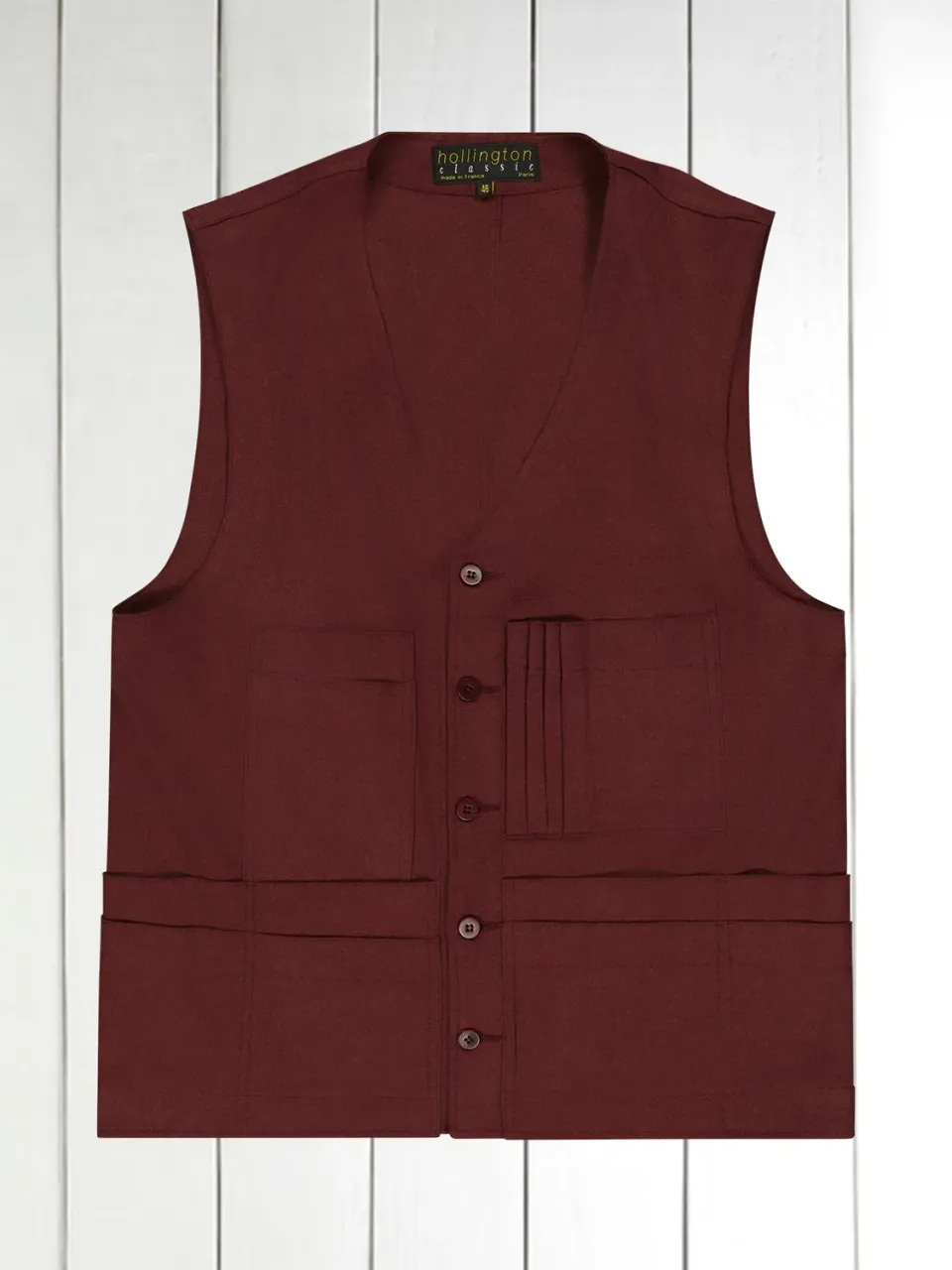 Hollington gilet 20 poches crêpe coton carmin 100% coton 46
