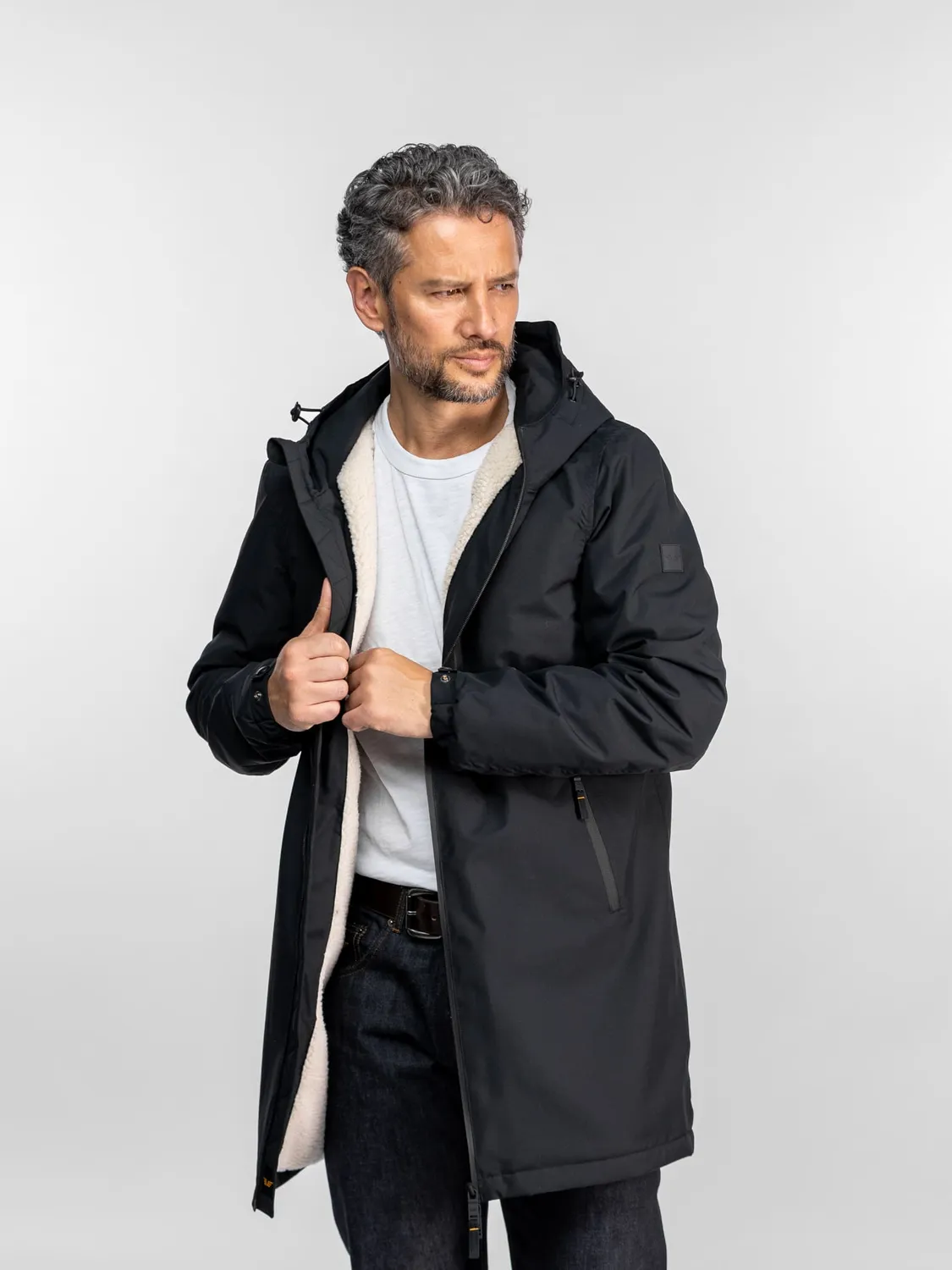 Daytona Regen parka longue sherpa noir imperméable