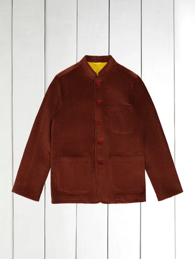 Hollington Tyrol veste col nehru châtaigne laine