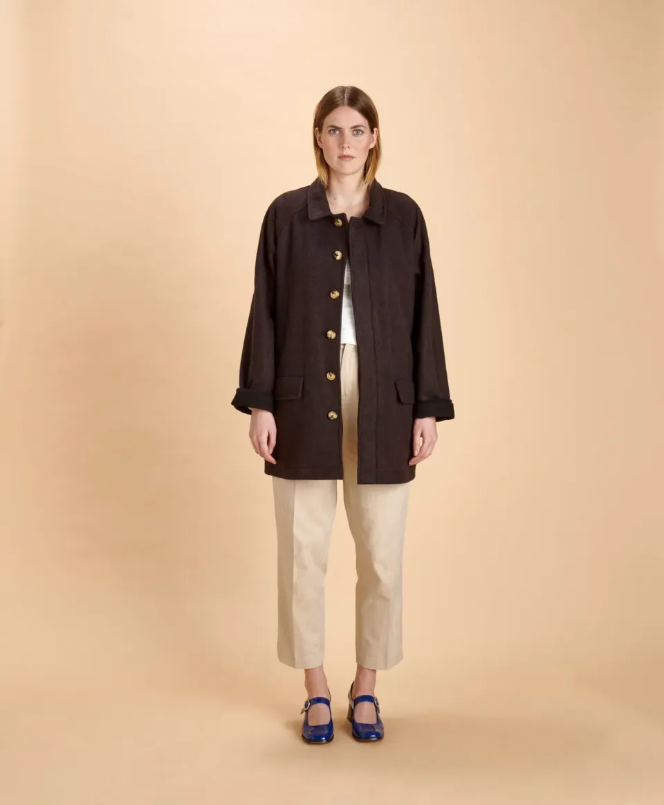 Soubacq Bacci trench laine alpaga mi-long