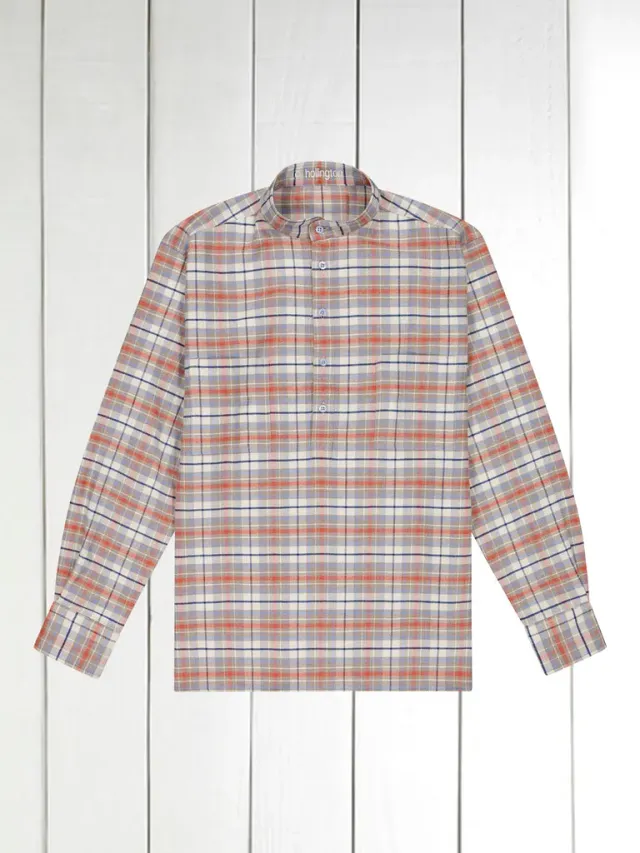 Hollington chemise oxford col mao rayée bleue coton