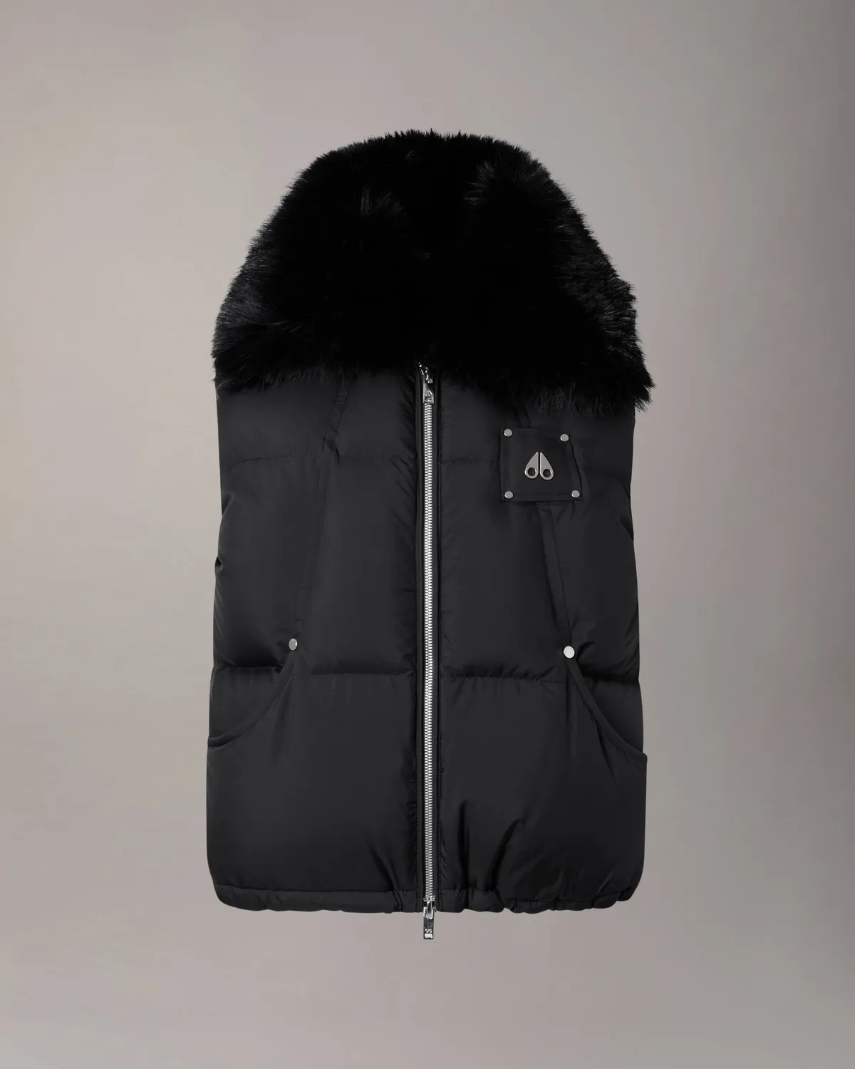 Moose Knuckles Everest Gilet duvet noir col fourrure