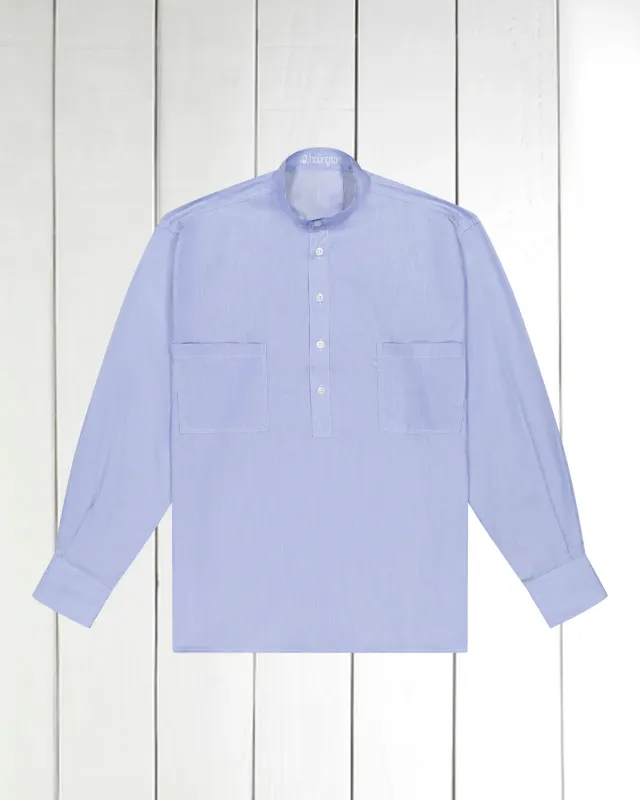 Hollington chemise col mao rayures bleues L 100% coton