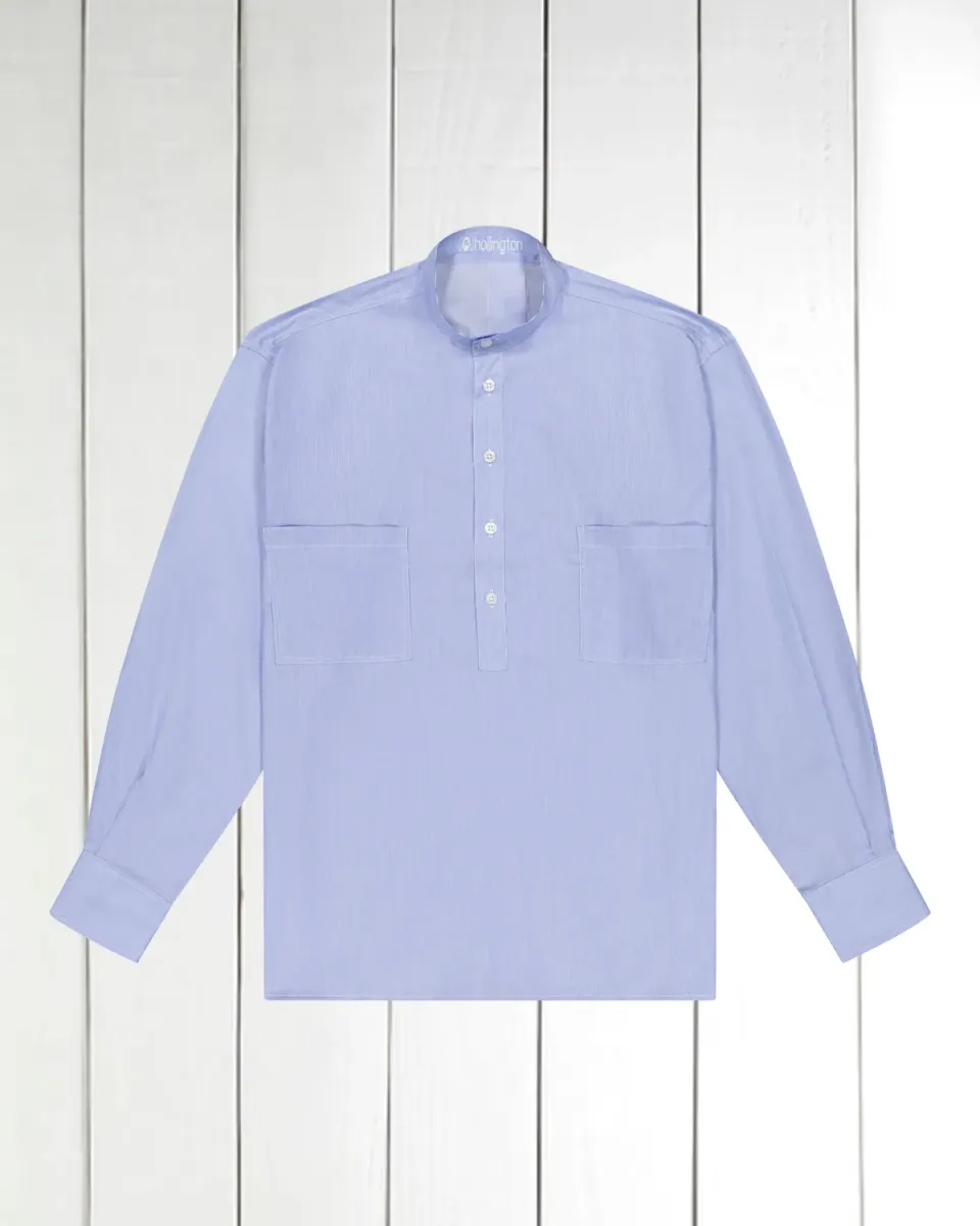 Hollington chemise col mao rayures bleues L 100% coton