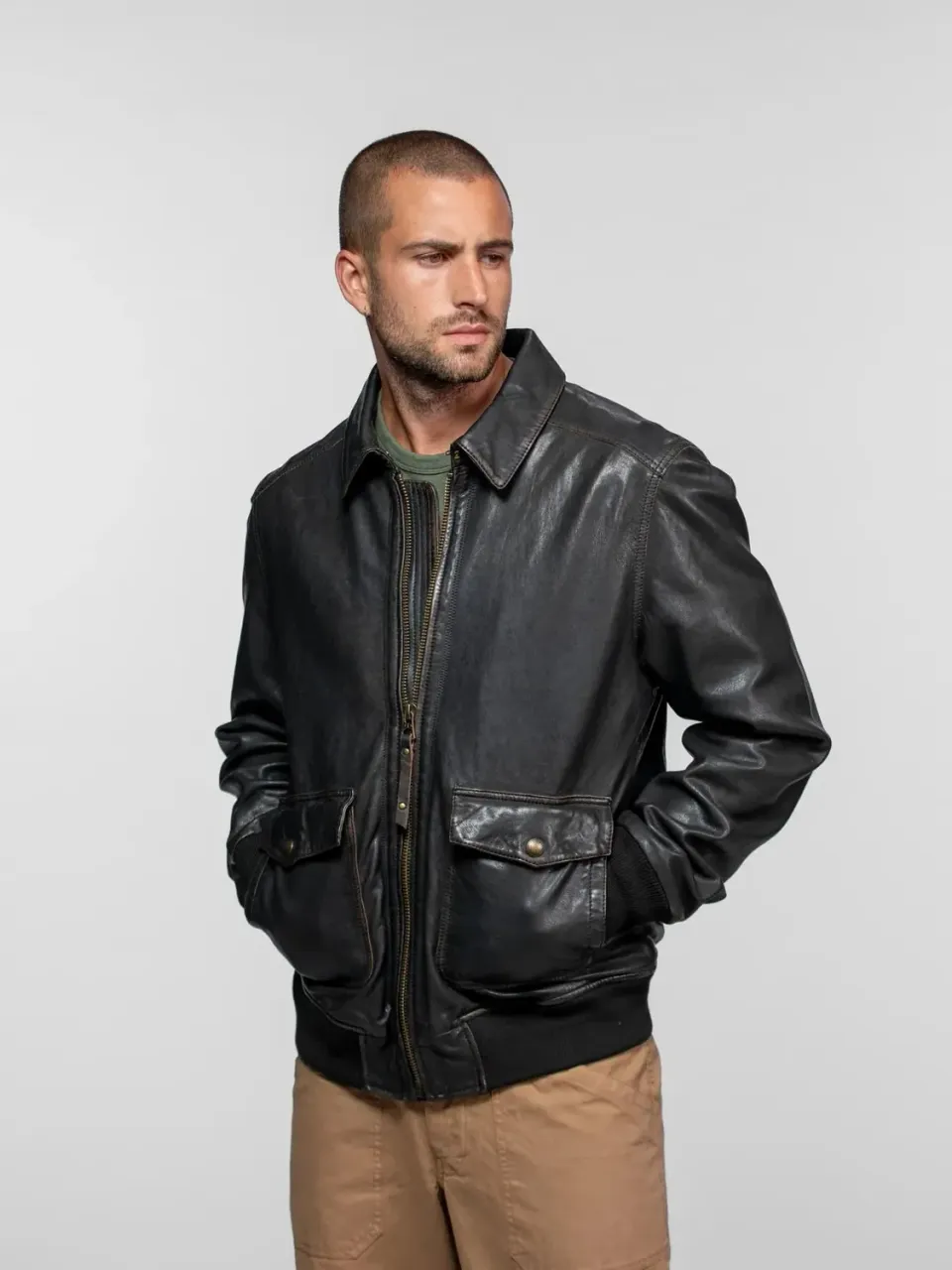 Daytona Ferber FM-104385 blouson cuir homme noir agneau