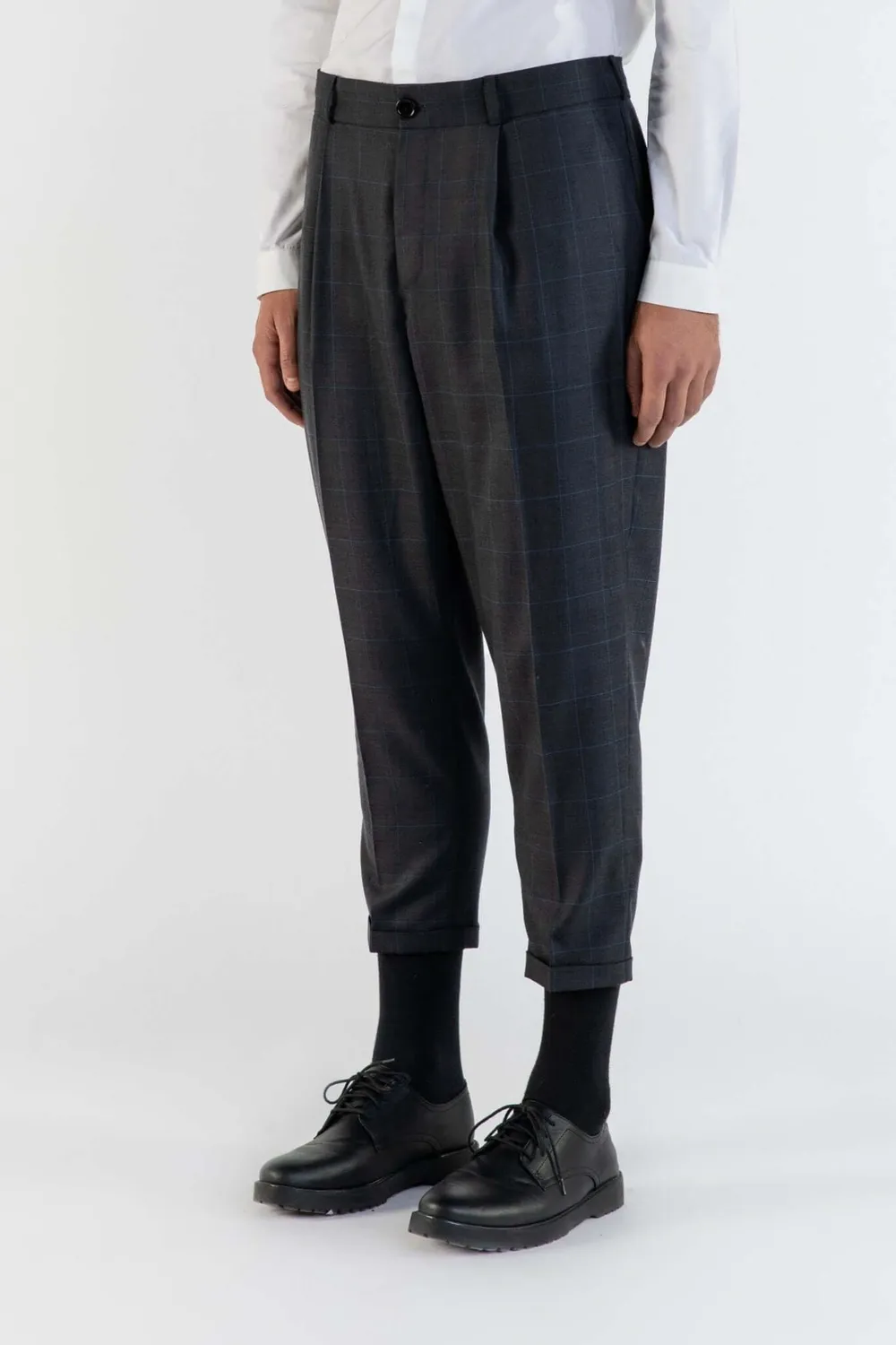 Lebrun Laine Marron à Plis pantalon marron Prince de Galles