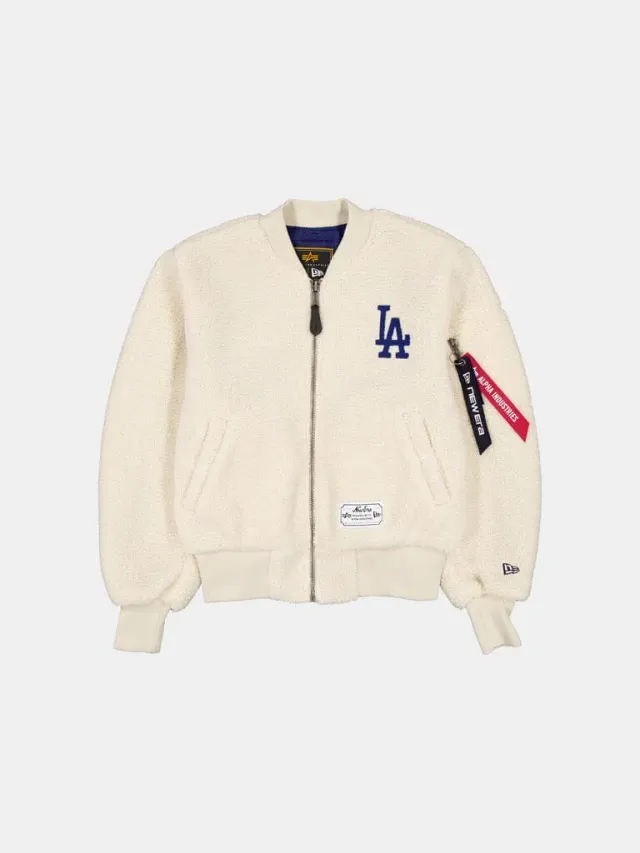 Alpha Industries MA-1 Dodgers Blouson Femme Crème Sherpa