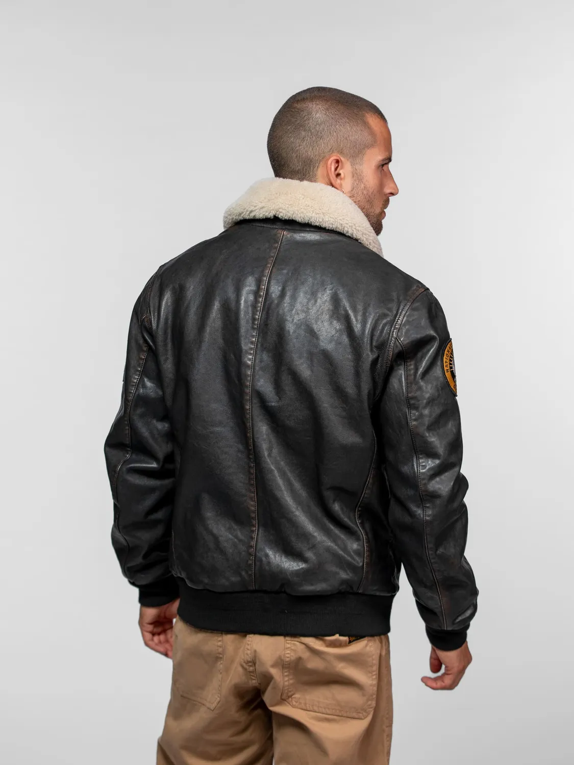 Daytona Mock blouson cuir aviateur noir patiné