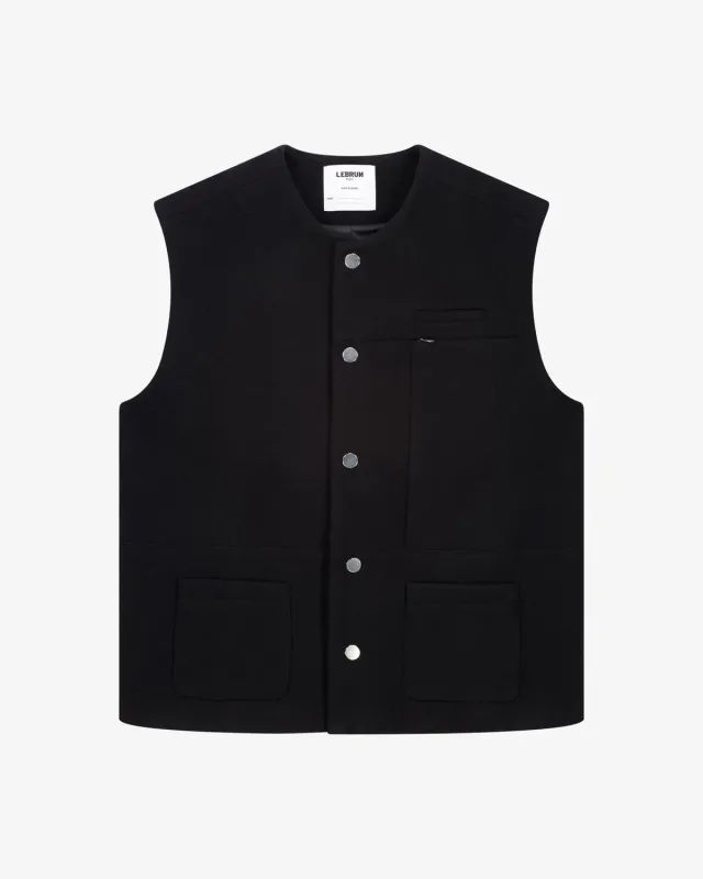 LEBRUN Veste sans manche laine noire