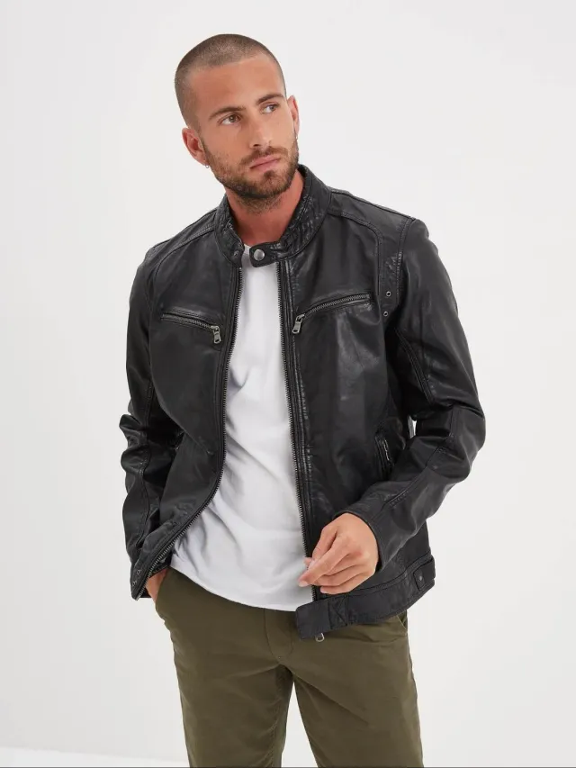 Daytona Dustin Blouson cuir homme mouton col motard