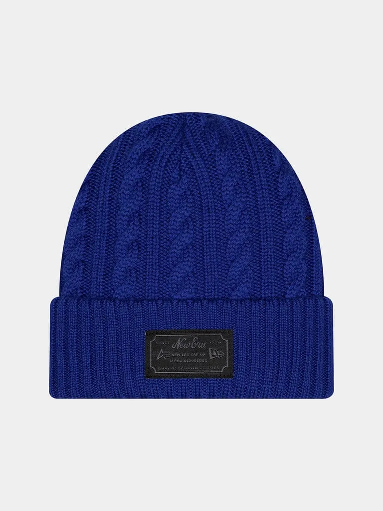 Alpha Industries Dodgers Cable Knit bonnet deep royal laine