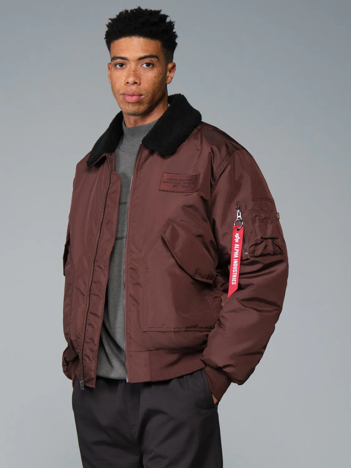 Alpha Industries CWU 45/P Oxford Sherpa bomber cocoa