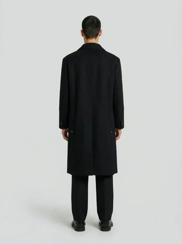 LEBRUN Manteau laine cachemire noir droit homme
